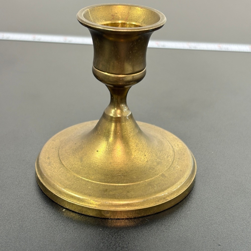 Unbranded Unisex Candlestick Holder 3in Gold Vintage Solid Brass Taper Base